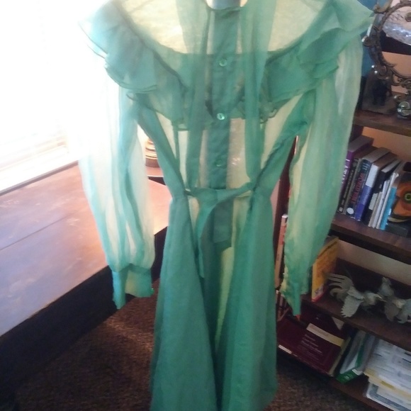 VGE-50s-Dress-Mint-Green-Nylon-Chiffon-LRGE 10-12 - Picture 8 of 8